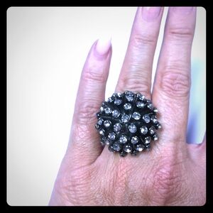 Stretch Ring Gunmetal with Bling